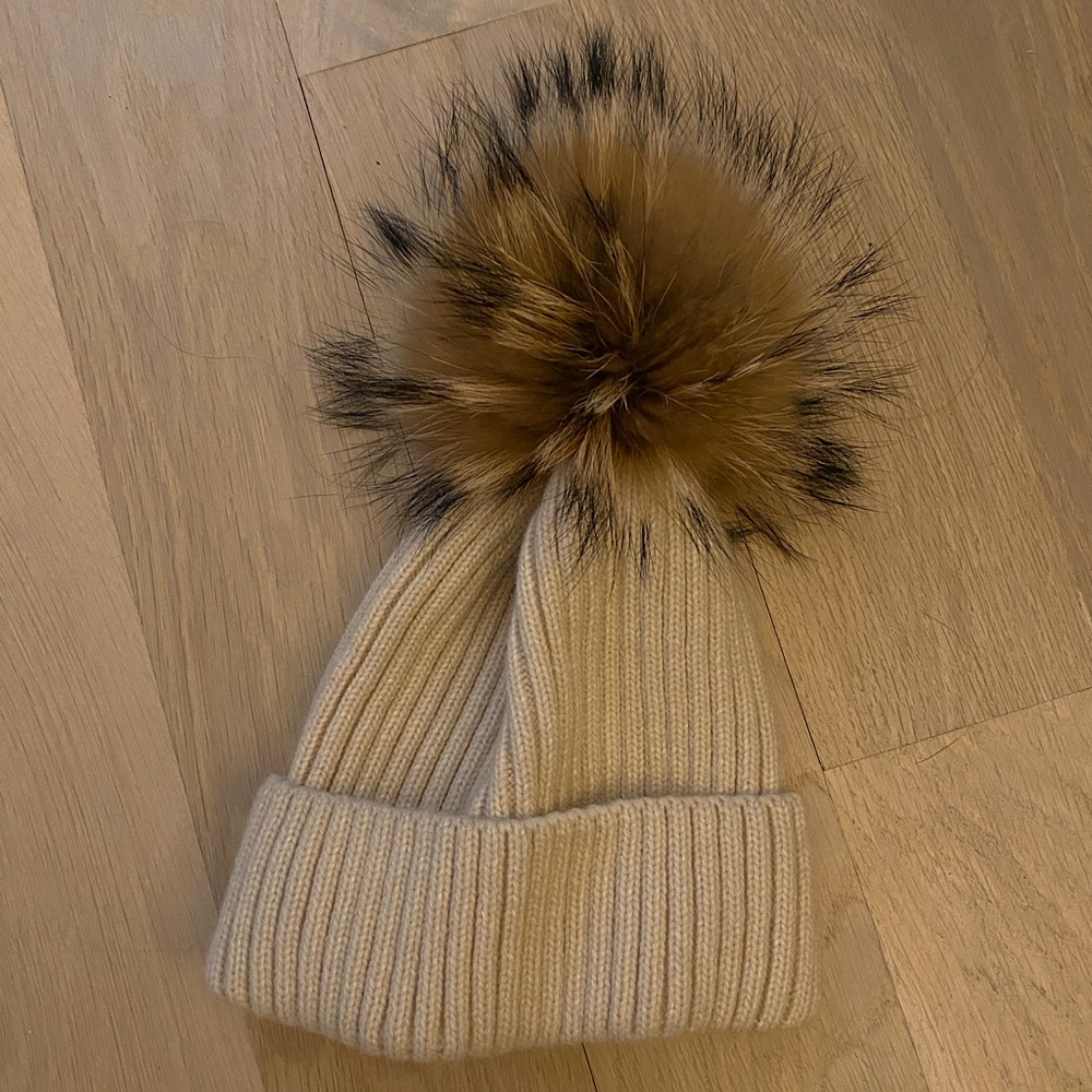 Linda Richards NY Mink Fur-Topped Knit Hat